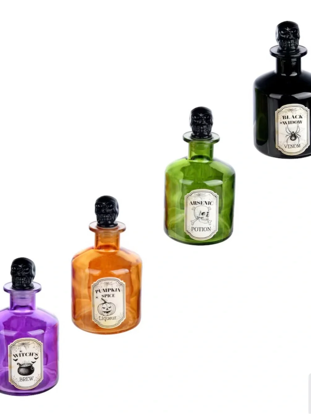Spooky Halloween-themed Apothecary Glass Bottle Décor & Skull Dish & Hand Pick 1